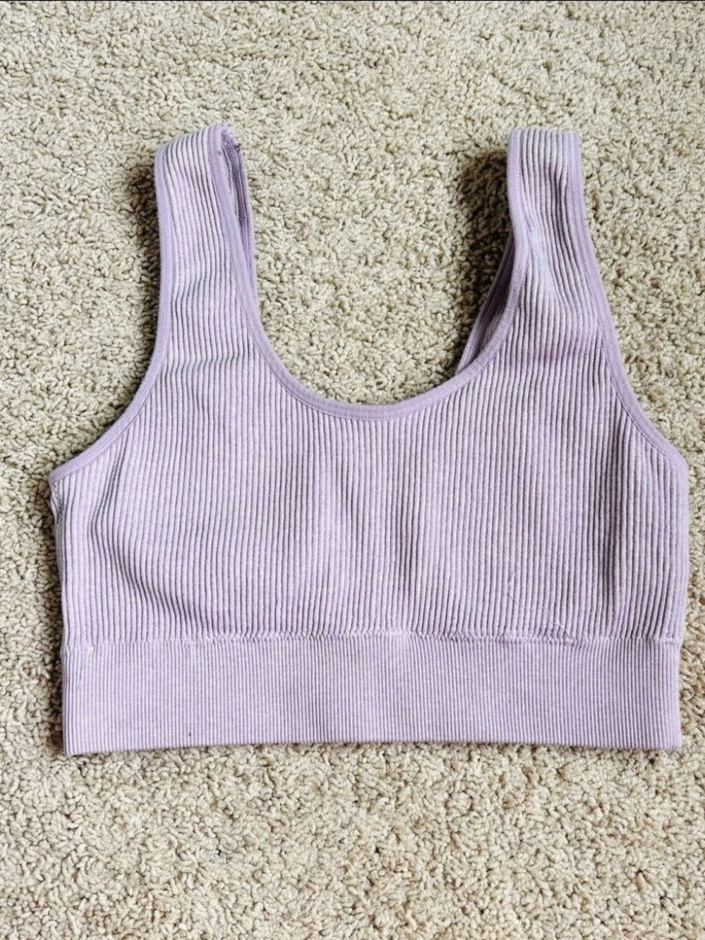 american eagle aerie lilac purple ribbed scoop neck wireless lounge sports bra